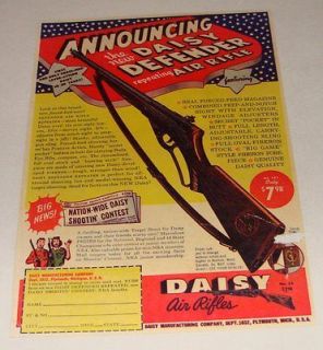 1952 color Daisy bb gun ad page ~ ANNOUNCING DEFENDER
