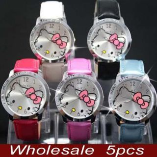 Wholesale 5pcs Hello Kitty Crystal Wrist Watch Clock Lot of gift LK13