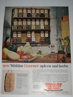   Gourmet Spices & Herbs Products Ad~Special Cutting Board Offer~60s