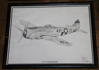 Framed Dale Adkins P 47 Thunderbolt Print