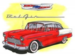 1955 CHEVY BEL AIR MUSCLE CAR T SHIRT #4771 BELAIR NWT