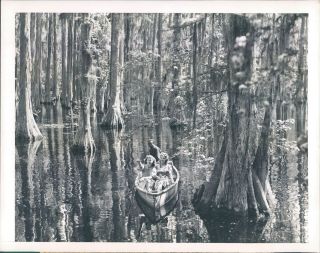 1942 Movie Star Paulette Goddard Cypress Gardens Swamp Tour Boat 