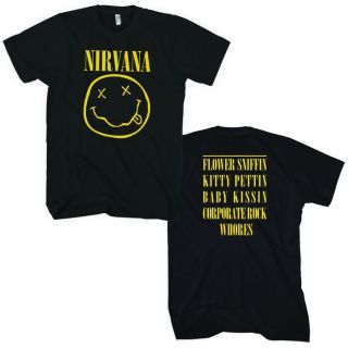 NIRVANA Smile T shirt Kurt Cobain Dave Grohl Smiley Face Tee Adult M,L 