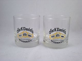 Jack Daniels Old Fashioned Rocks Glasses   Old No. 7   Excellent 