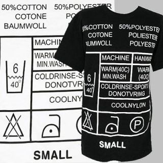 New Care Label Laundry Print Graphic T Shirt Black White S M Shinee 