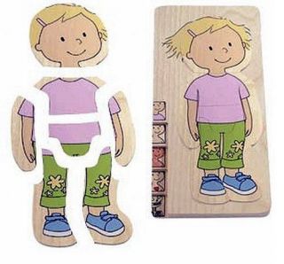 Hape Beleduc Your Body Girl 5 Layer Wooden Puzzle Learn and Play Toy 