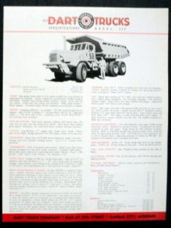 Dart c 1955 1957 Model 35T 24 Cu. Yd. 34 1/2 Ton Dump Truck Brochure