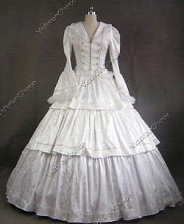   Victorian Brocade and Cotton Ball Gown Dress Prom Reenactment 188 M