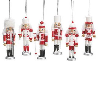 Burton 5.5 Red & White Nutcracker Soldier Wooden Christmas Ornaments 