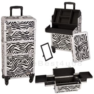 Zebra 4 Wheeled Rolling Makeup Case 360 Trolley E631 E331 Cheetah 