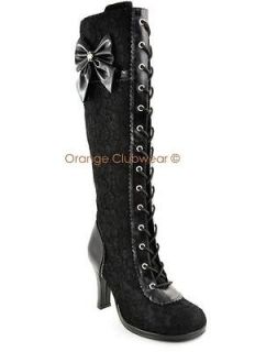 DEMONIA Glam 240 Womens Gothic Lolita Lace Knee High Victorian Goth 