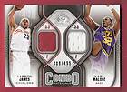 LEBRON JAMES & KARL MALONE 09 10 SP GAME USED JERSEY CARD #d499 MIAMI 
