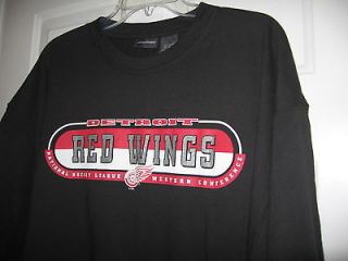 NEW XL DETROIT RED WINGS EMBROIDERED NHL HOCKEY JERSEY BLACK MENS T 