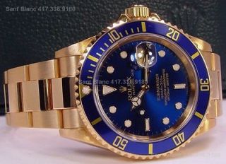 Newly listed ROLEX 18kt Gold Submariner Blue Dial No Holes 16618