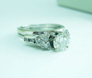 00 ct Moissanite and diamond engagement ring white gold sz 5