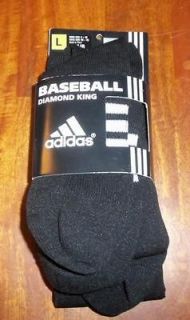New Adidas Diamond King Sculpted Footbed Baseball Socks, 2pr, black 