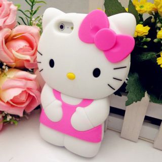 3D Pink Hello Kitty Cute TPU Soft Silicone Back Case Cover Skin for 