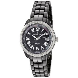   Womens Classique Diamond Accented Black Ceramic Quartz Watch IN725