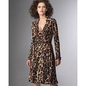 DIANE VON FURSTENBERG Vintage Leopard Print Jeanne Wrap Dress 0 NWT