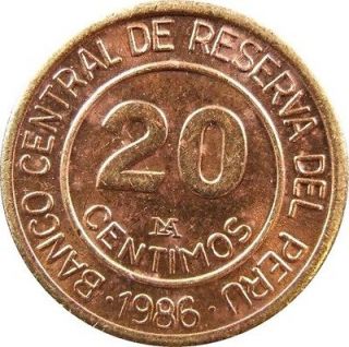 Peru ~ 1986~ 20 Centavos ~
