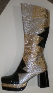   Gold Glitter Platform KISS Pimp 70s Disco Costume Boots size 13 14