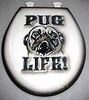 Custom PUG LIFE Toilet Seat, Airbrushed & Cut Metal Bath Art, Commode 