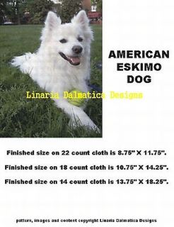 AMERICAN ESKIMO DOG   COUNTED CROSS STITCH PATTERN