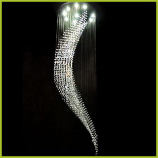 Modern Wave Crystal Pendant Lamp Ceiling Light LED Lighting Rain Drop 