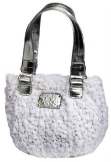   Girls White Fur & Silver Sequin Snow Bunny Handbag Bag Purse NEW
