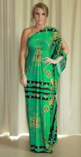 New Donatella Emerald Green Maxi Dress, Long Kaftan Formal Size 6 24 