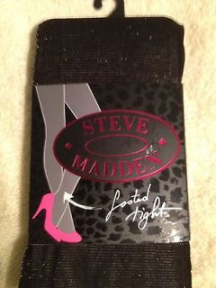 NEW with tags STEVE MADDEN Black Silver Metallic Footed Tights Size 