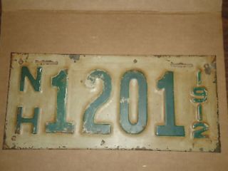 1912 new hampshire 4 DIGIT license plate SCARCE PLATE
