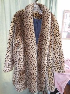Vintage Faux Leopard Cheetah Skin Fur Swing Jacket Coat Sz L? Union 