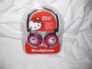 HELLO KITTY hot pink/blk new sealed DJ STYLE headphones BASS EARPHONES 