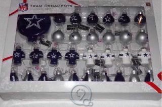   Cowboys Football Christmas Ornament Blown Glass 31 pack w/Topper