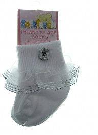 Baby Girls lace socks white ivory gold flower soft touch newborn to 18 