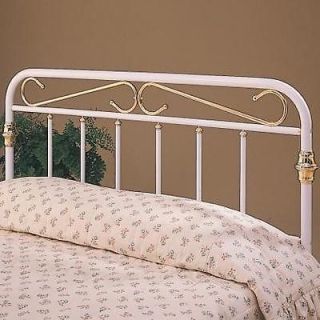 WHITE FULL SIZE METAL HEADBOARD WITH BRASS FEATURES ** **