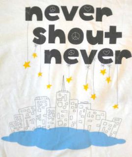 NEVER SHOUT NEVER New LG Large White (rock,music,ba​nd) T SHIRT/TEE