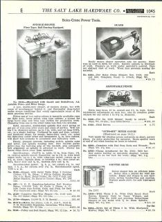1948 49 AD Boice Crane Power Tools Spindle Shaper Belt Drum Sander