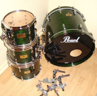 Pearl Masters Custom MMX All Maple Drum Set in Emerald Mist Lacquer 
