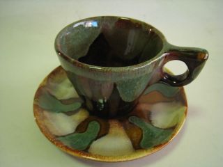 DRYDEN OZARK FRONTIER Heavy Art Pottery Cup & Saucer