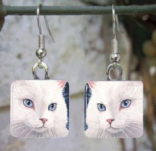   Persian Handmade Glass Earrings Square from art painting by L.Dumas