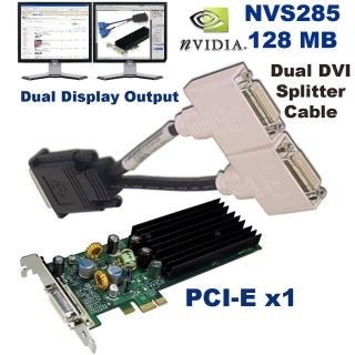   PCI E x1 Low Profile 128MB Dual Head Video Card+ DVI Splitter Cable