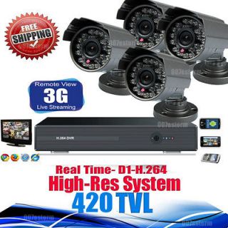 4CH CCTV DVR Real time HD D1 Home Video Security System with Free 4 