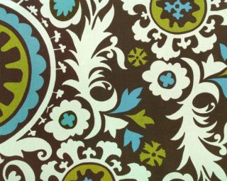 Suzani Fabric / Brown & Blue Suzani Upholstery or Drapery Fabric