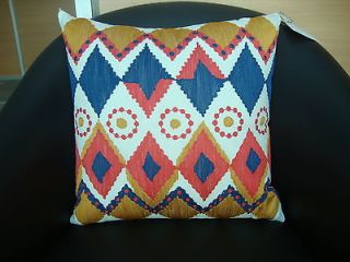 Set of 2 embroidered decorative cushion cover / pillow cover with Ikat 