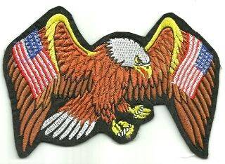   On Patch of a Flying Eagle With Two USA Flags on the Wings Brand New