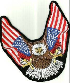 Iron On Patch of Flying Eagle With the Wings as USA flags Brand New 