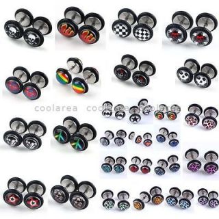   Various Style Fake Barbell Ear Cheater Plug Earrings Look 0G 2/10/50pc