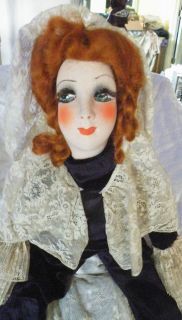 French Mask Face Silk boudoir doll excellent face & lashes 28 in 
